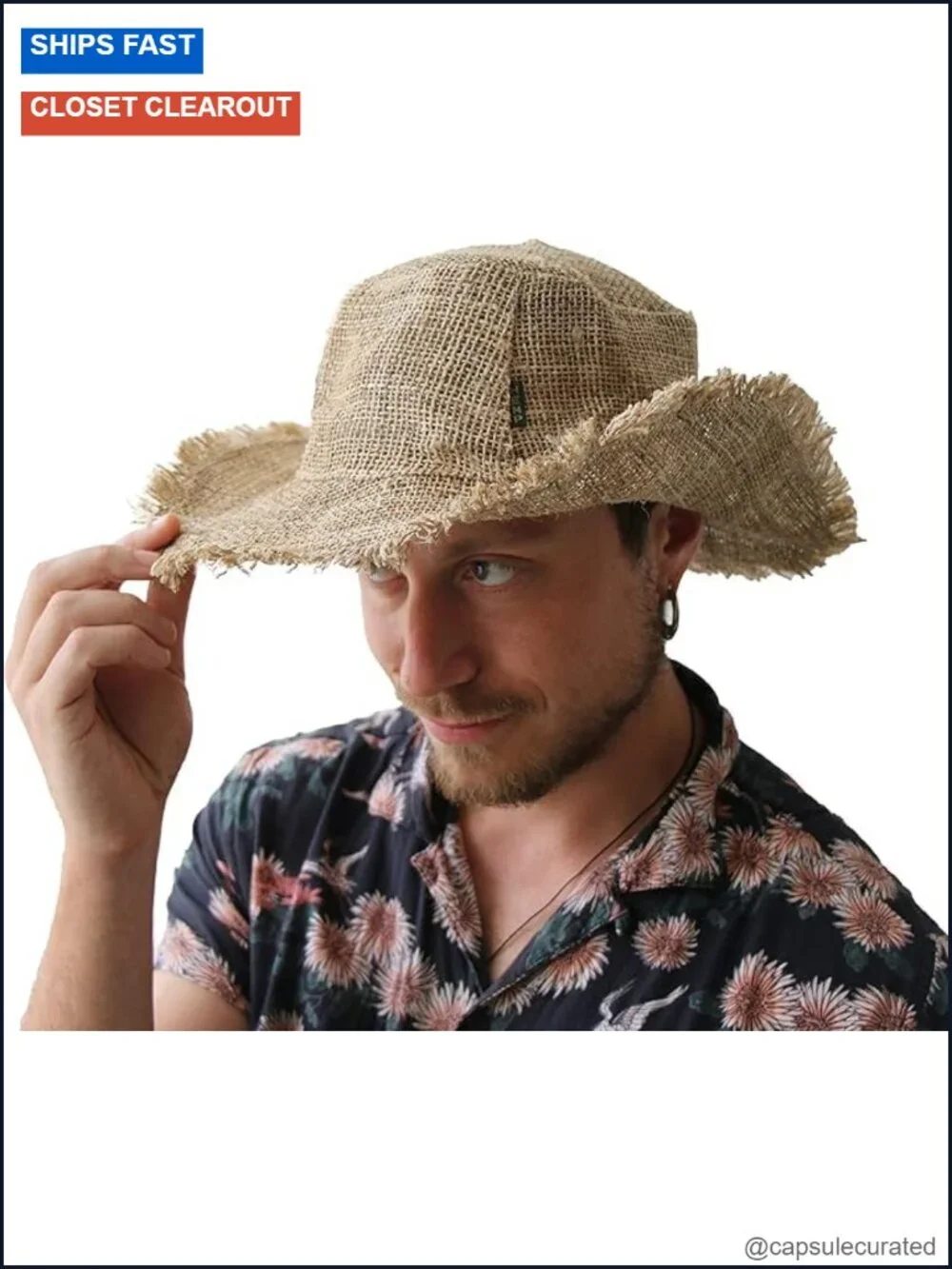 Hemp Sun Hat Wired Wide Brim Foldable Packable Adult M/L/XXL